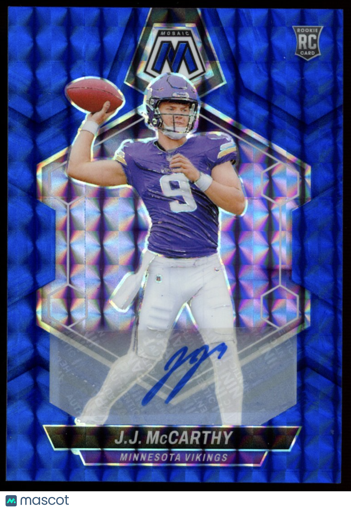 J.J. MCCARTHY 2024 Panini Mosaic Rookie Auto Blue Prizm /99 #310 Vikings