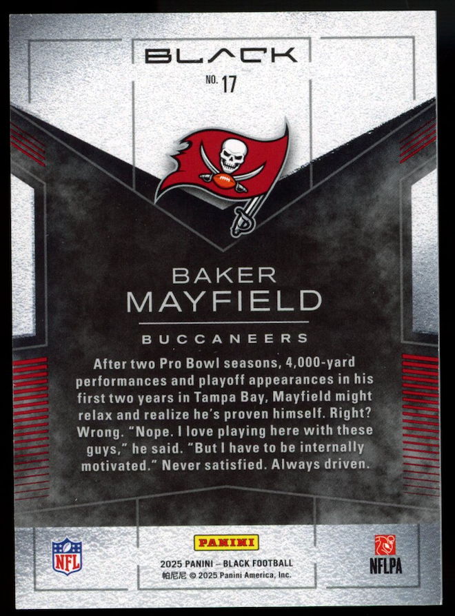 BAKER MAYFIELD 2025 Panini Black Smokescreen Case Hit SSP #17 Buccaneers