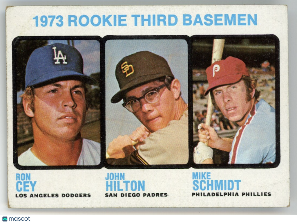 MIKE SCHMIDT Cey Hilton 1973 Topps Baseball Rookie Card #615 Phillies