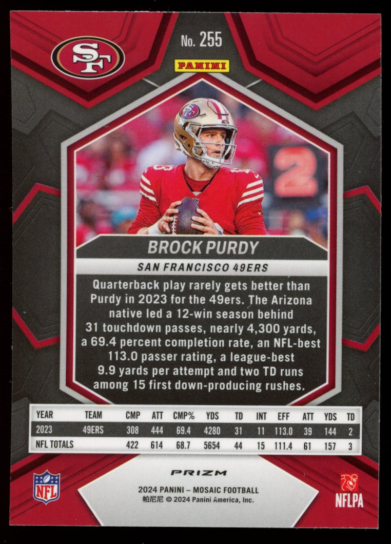 BROCK PURDY 2024 Panini Mosaic National Pride Genesis Prizm SSP #255 49ers
