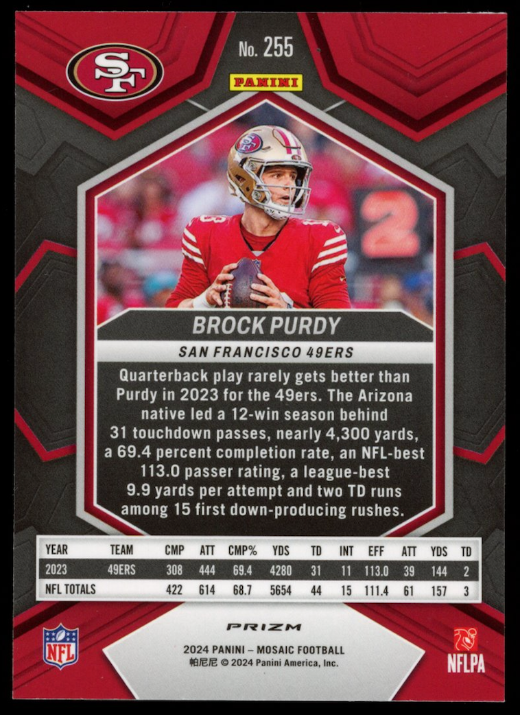 BROCK PURDY 2024 Panini Mosaic National Pride Honeycomb Prizm SSP #255 49ers