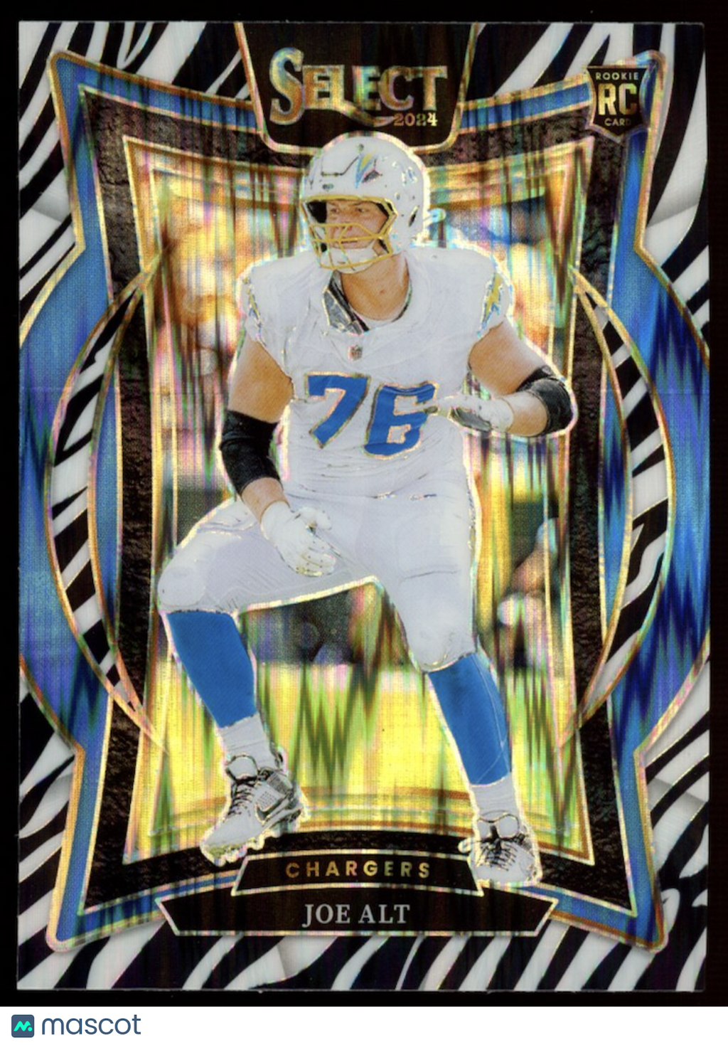 JOE ALT 2024 Panini Select Concourse Zebra Prizm Rookie SSP #82 Chargers