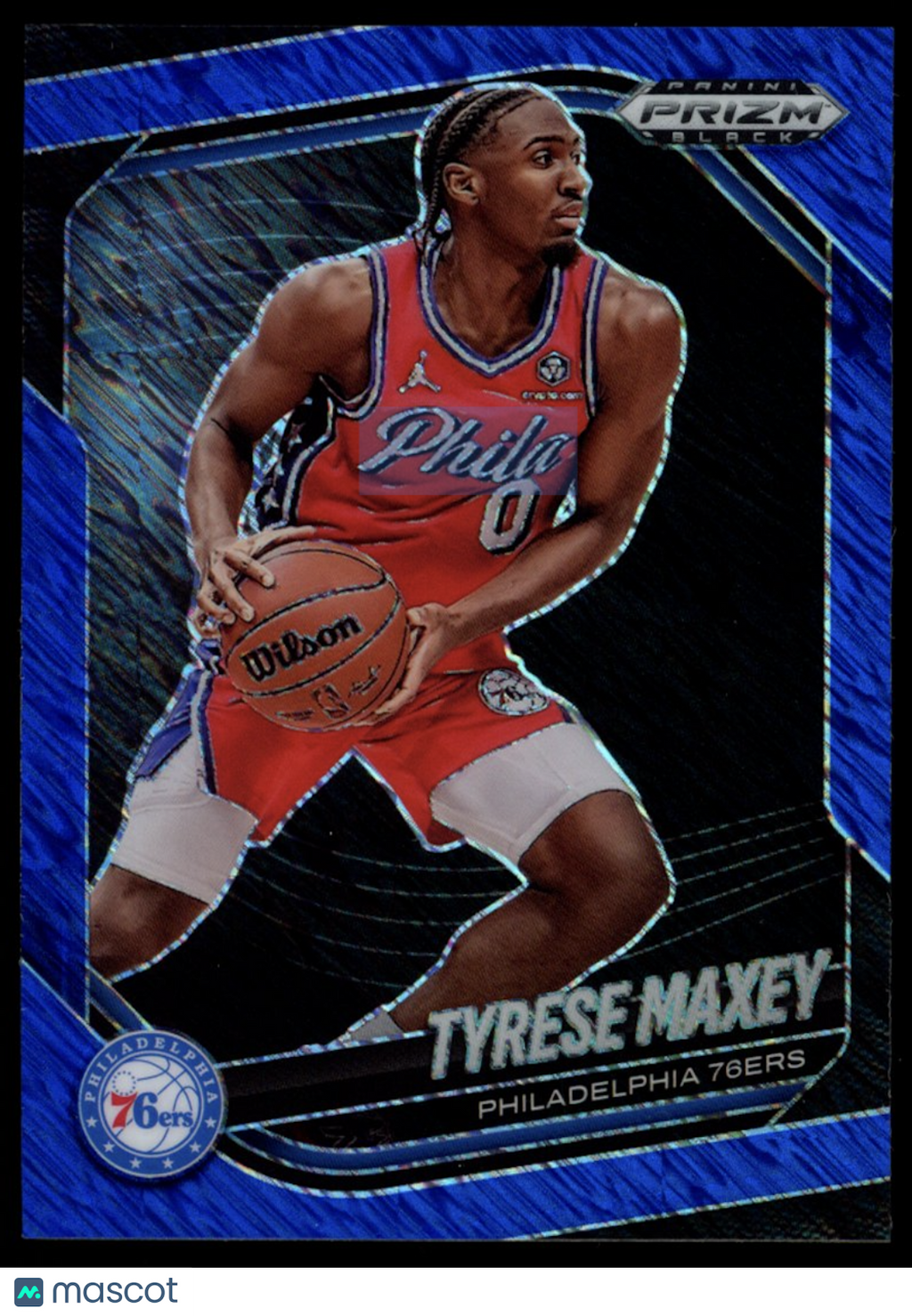 TYRESE MAXEY 2024-25 Panini Prizm Black Blue Shimmer /35 #89 76ers