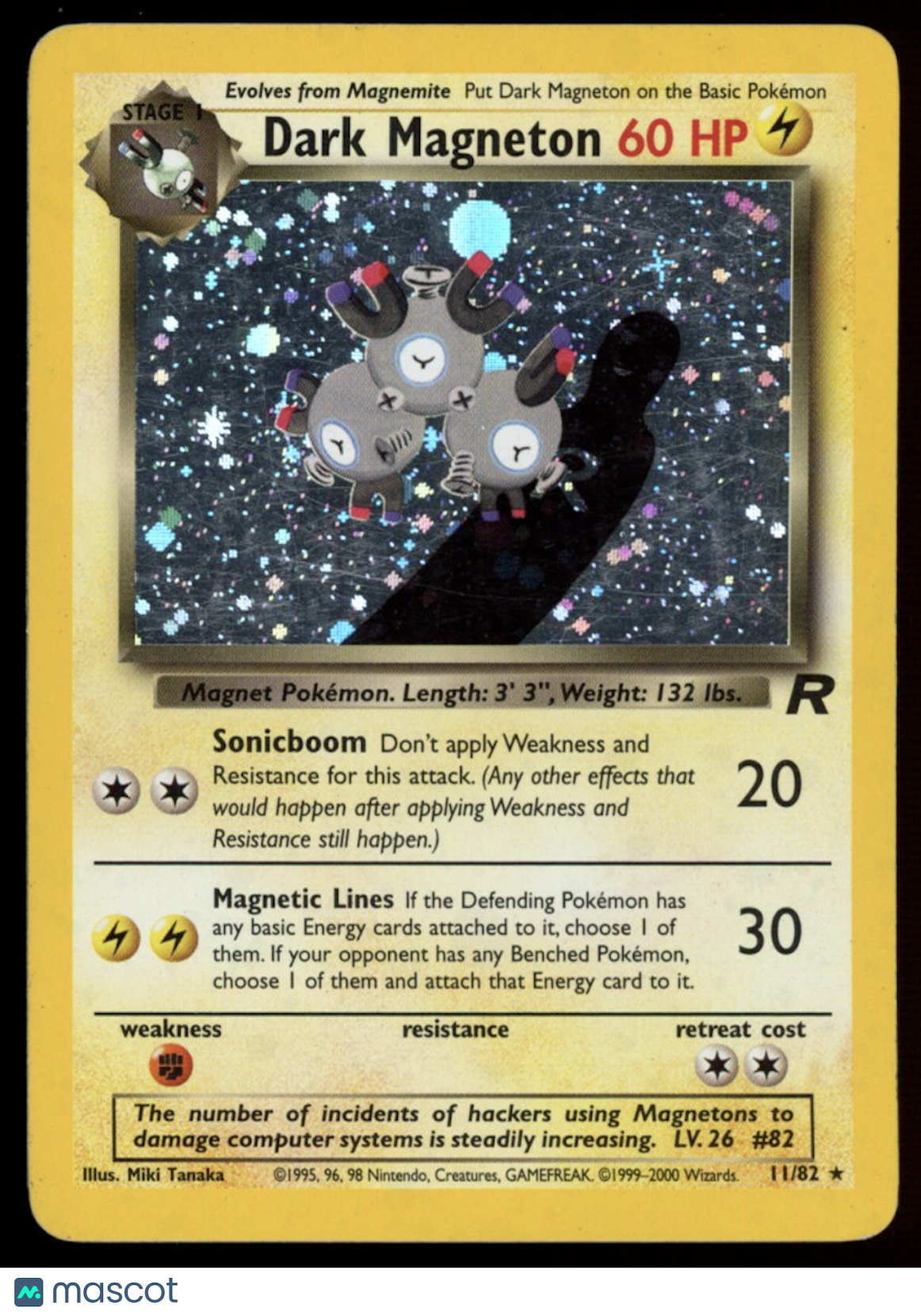 DARK MAGNETON 2000 Pokemon Team Rocket Holo Rare #11/82