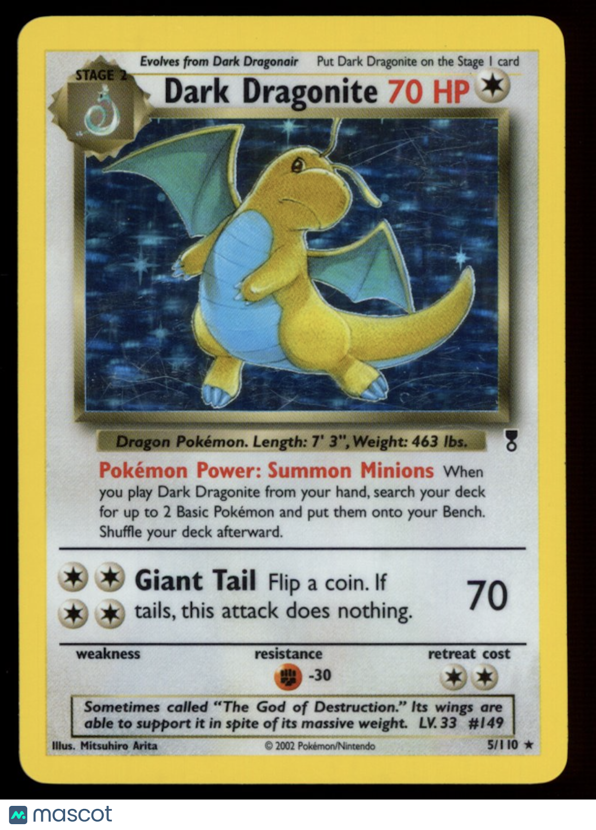 DARK DRAGONITE 2002 Pokemon Legendary Collection Holo #5/110