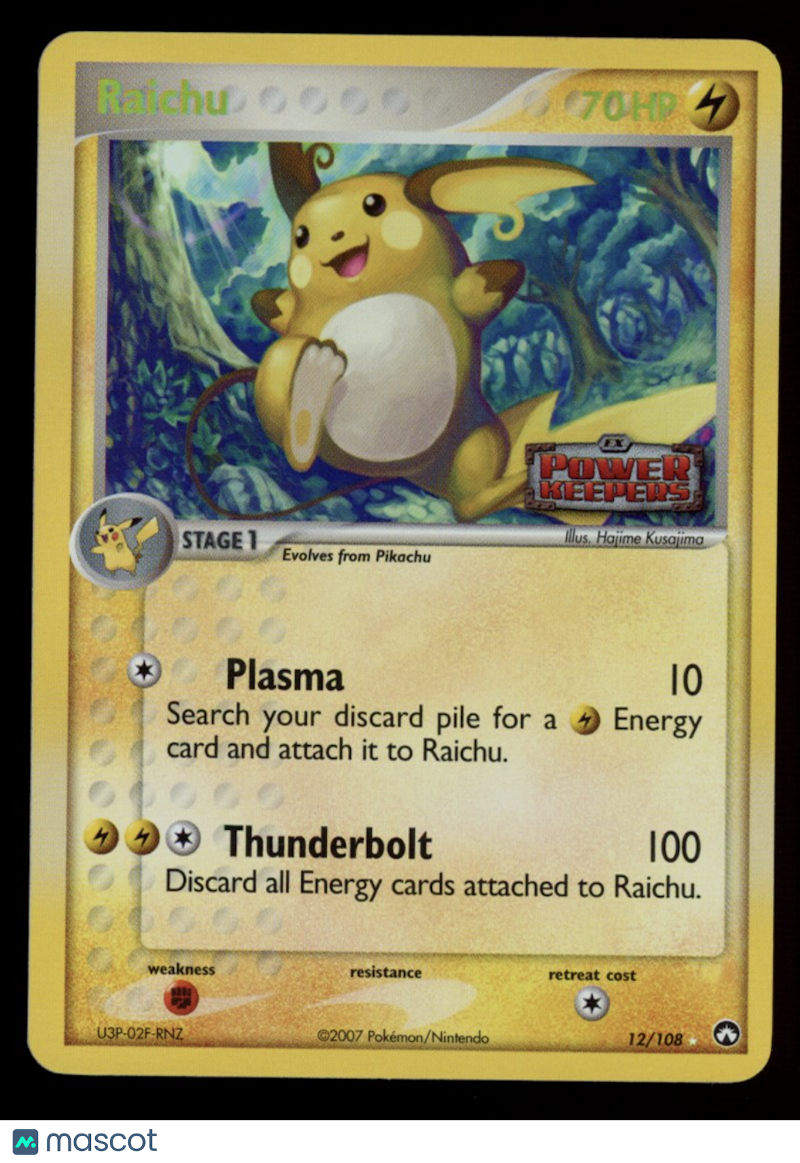 RAICHU 2007 Pokemon EX Power Keepers Reverse Holo Stamped #12/108