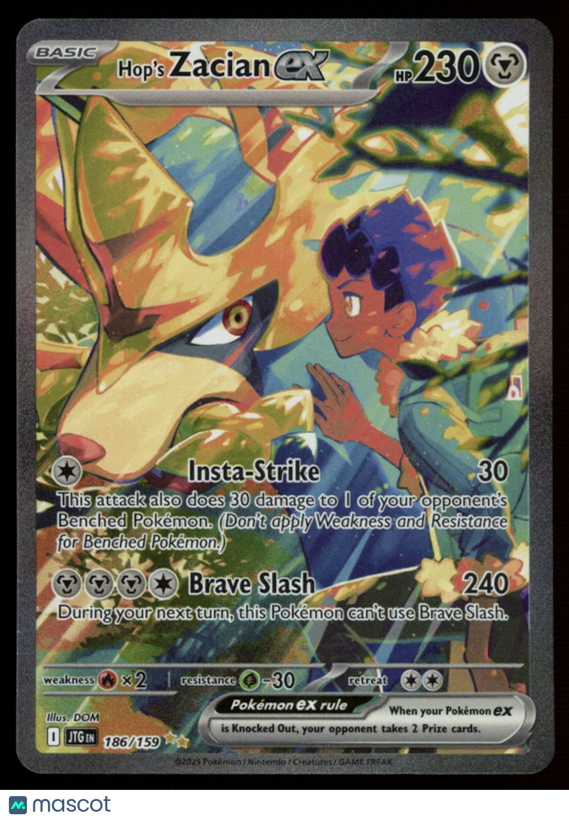 HOP'S ZACIAN EX 2025 Pokemon Journey Together Special Illustration Rare #186/159