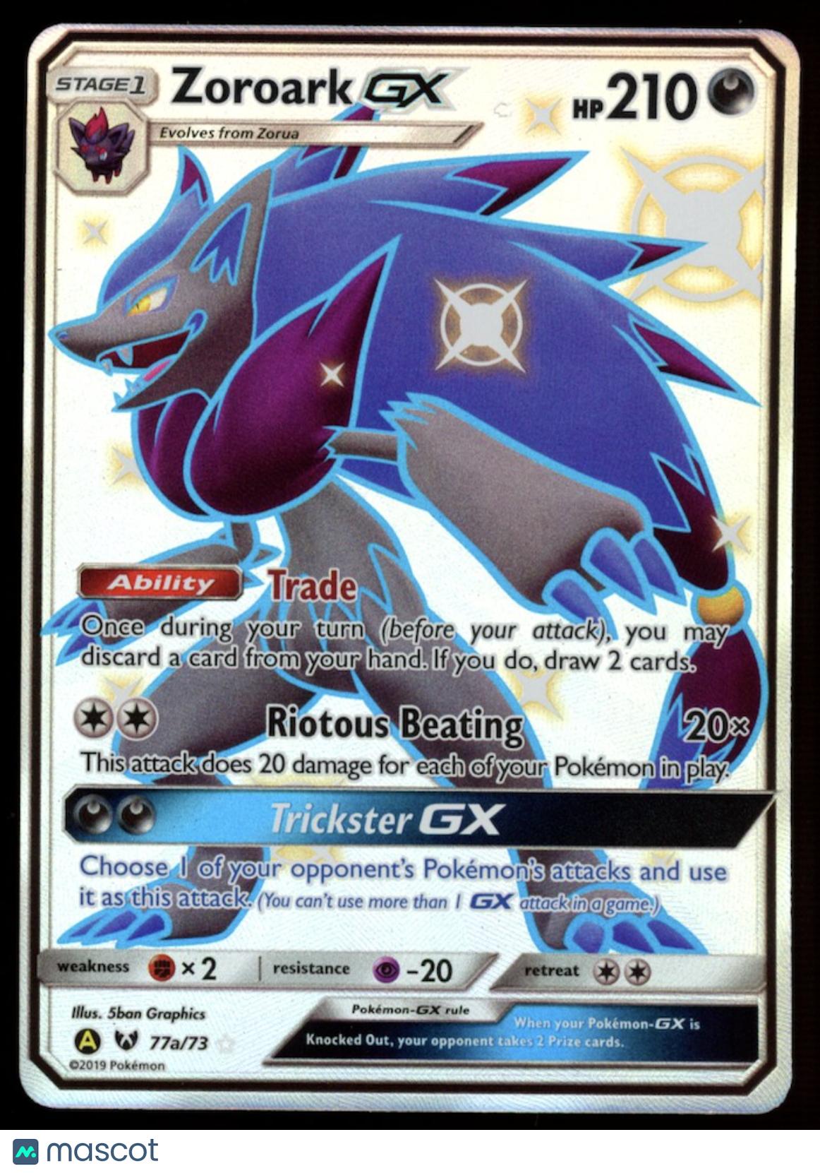 ZOROARK GX 2017 Pokemon Sun & Moon Shining Legends Alternate Art #77a