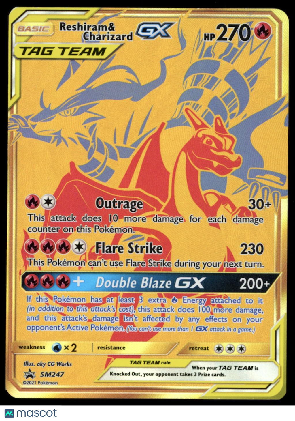 RESHIRAM & CHARIZARD GX 2021 Pokemon SM Black Star Promo Tag Team #SM247