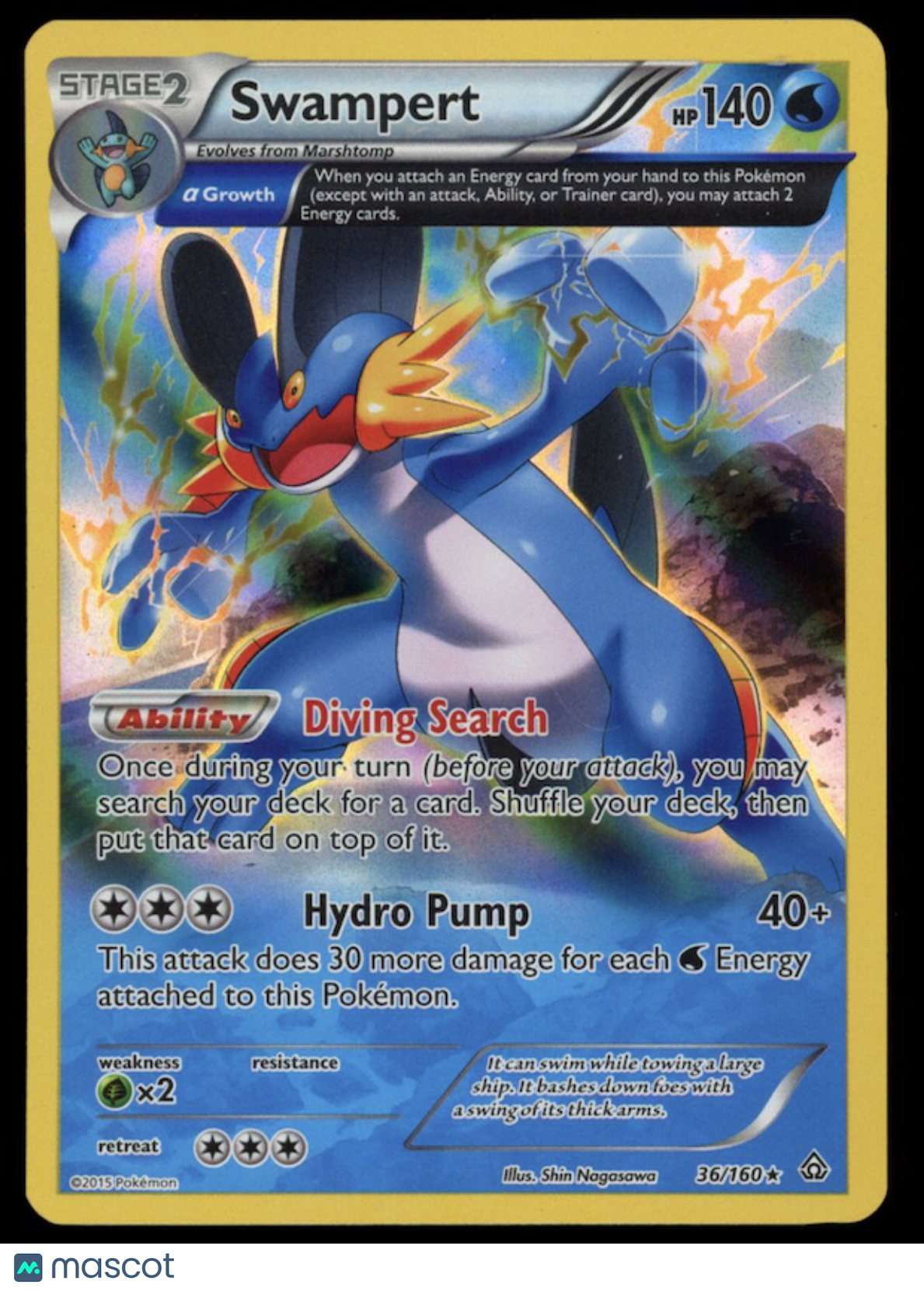 SWAMPERT 2015 Pokemon XY Primal Clash #36/160 Holo Rare