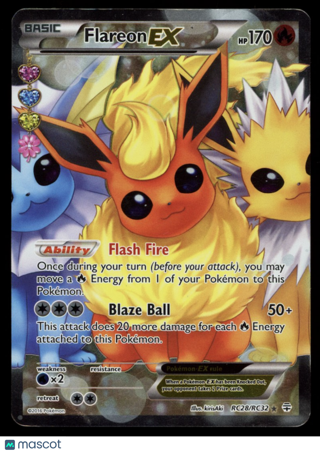 FLAREON EX 2016 Pokemon Generations Radiant Collection #RC28 Ultra Rare Full Art