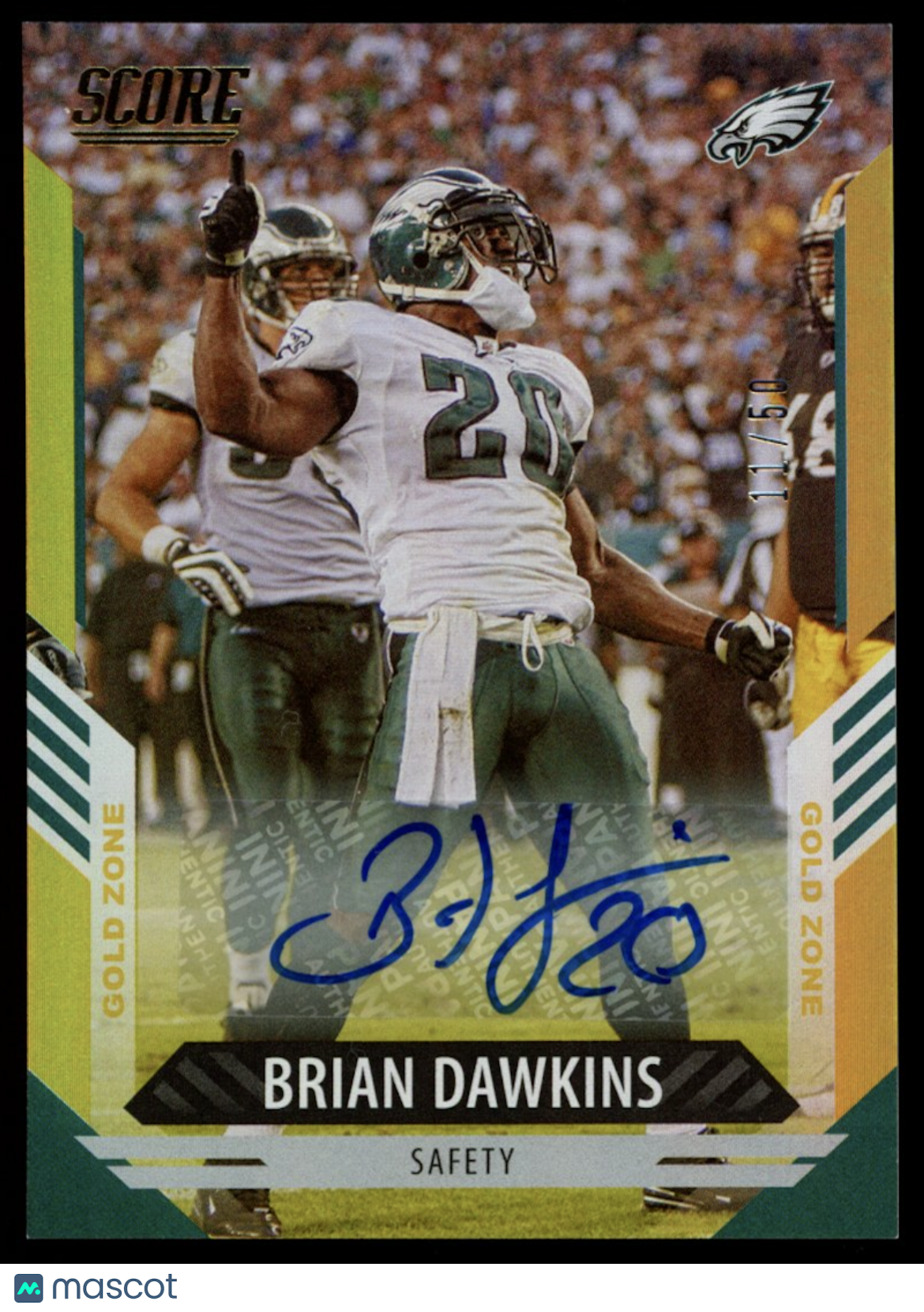 BRIAN DAWKINS 2021 Panini Score Gold Zone Auto /50 #70 Philadelphia Eagles