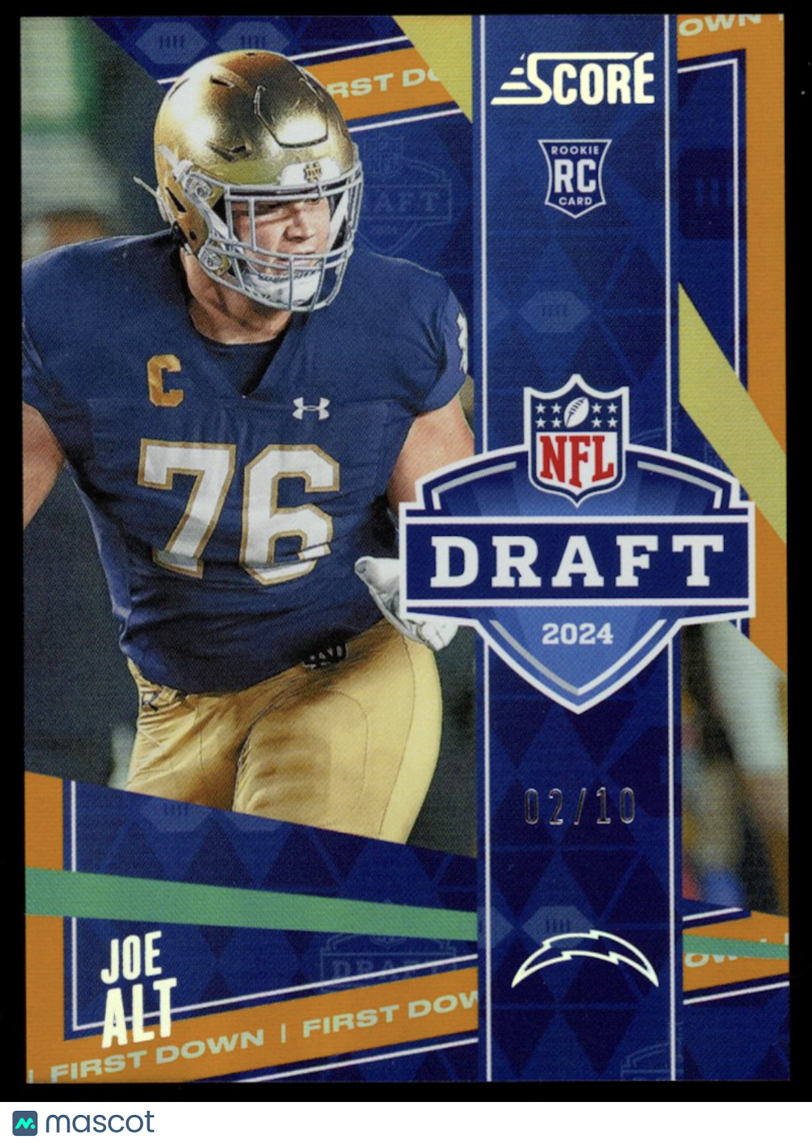 JOE ALT 2024 Panini Score Rookie First Down Gold /10 #5 Chargers