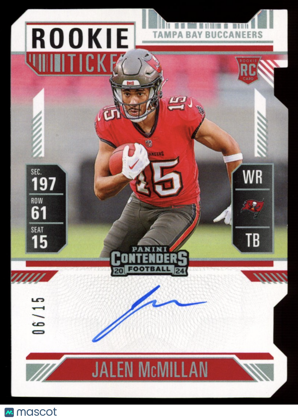 JALEN MCMILLAN 2024 Panini Contenders Rookie Ticket Stub Auto /15 #131