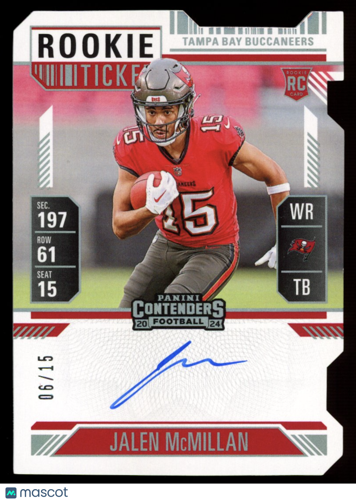 JALEN MCMILLAN 2024 Panini Contenders Rookie Ticket Stub Auto /15 #131