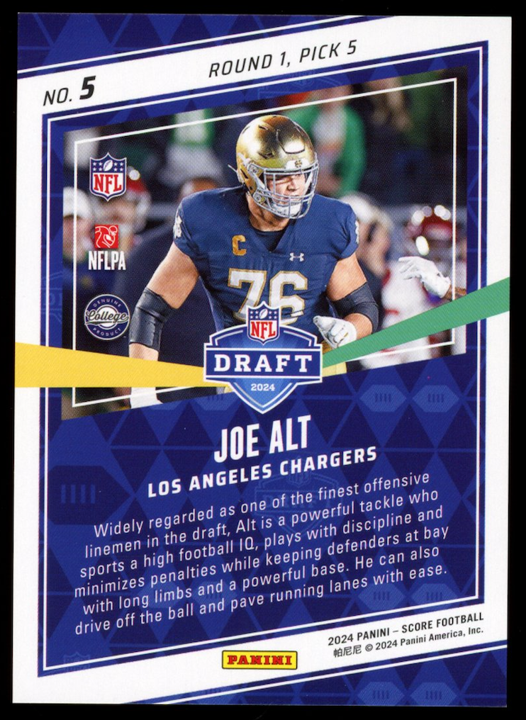 JOE ALT 2024 Panini Score Rookie First Down Gold /10 #5 Chargers