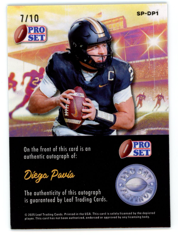 DIEGO PAVIA 2025 Leaf Pro Set Platinum Rookie Auto Black /10 #SP-DP1 Vanderbilt