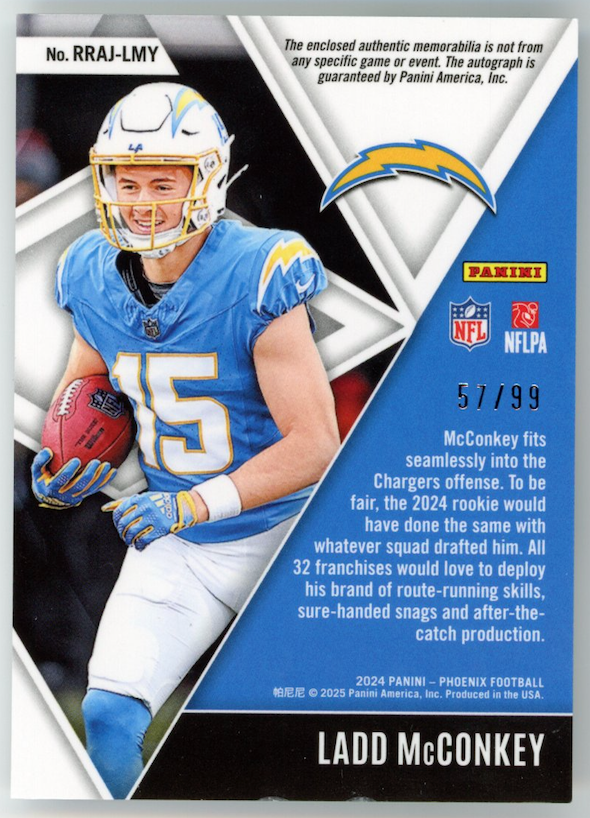 LADD MCCONKEY 2024 Panini Phoenix Rising Rookies Patch Auto /99 Chargers