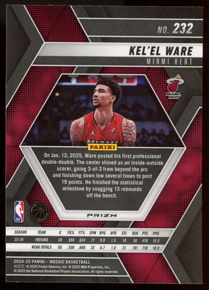 KEL'EL WARE 2024-25 Panini Mosaic Rookie Genesis Prizm SSP Case Hit #232 Heat