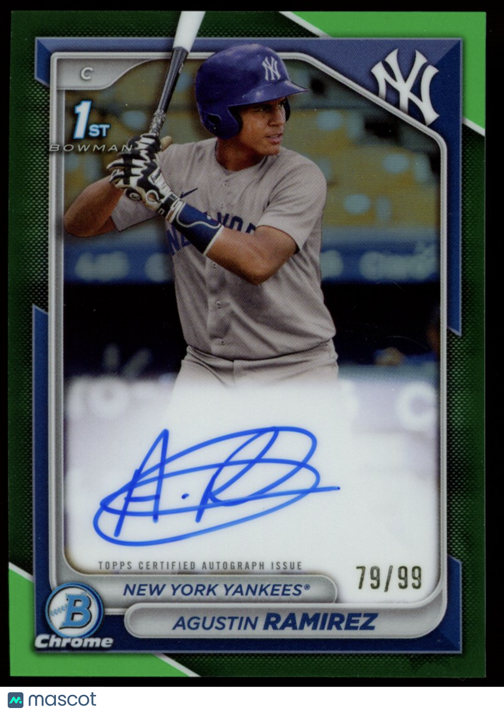 AGUSTIN RAMIREZ 2024 Bowman Chrome 1st Prospect Green Refractor Auto /99 #CPA-AR