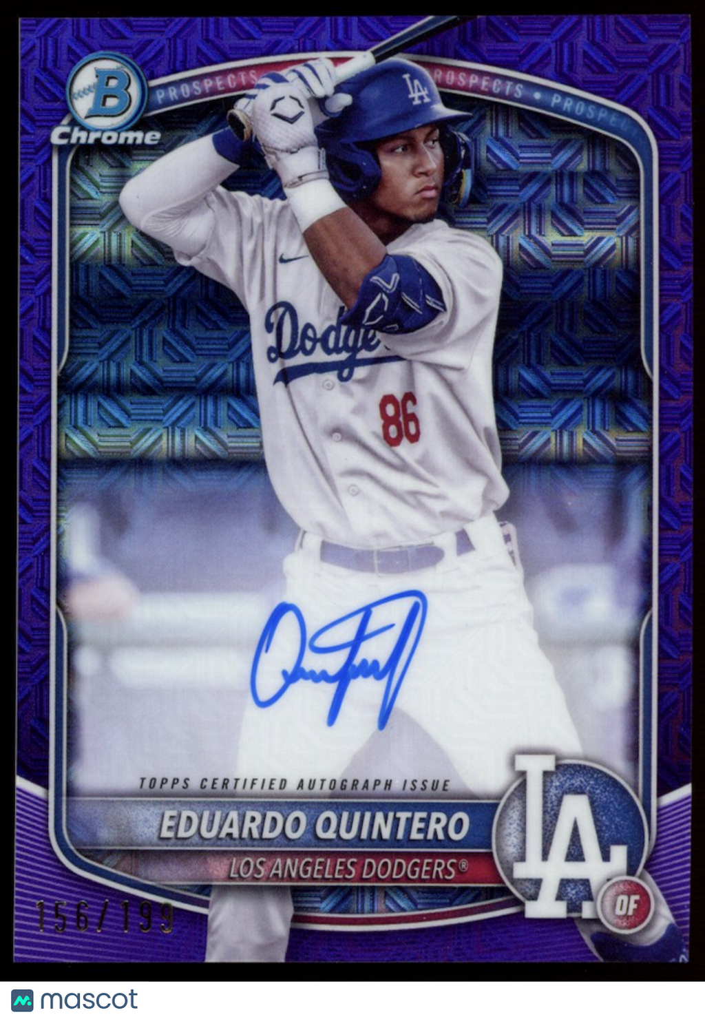 EDUARDO QUINTERO 2025 Bowman Chrome Mega Box Purple Mojo Refractor Auto /199