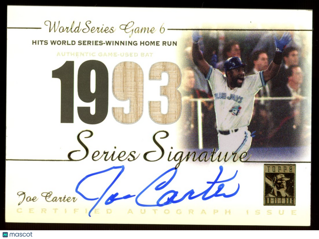 JOE CARTER 2003 Topps Tribute World Series Bat Relic Auto #SSA-JC Blue Jays