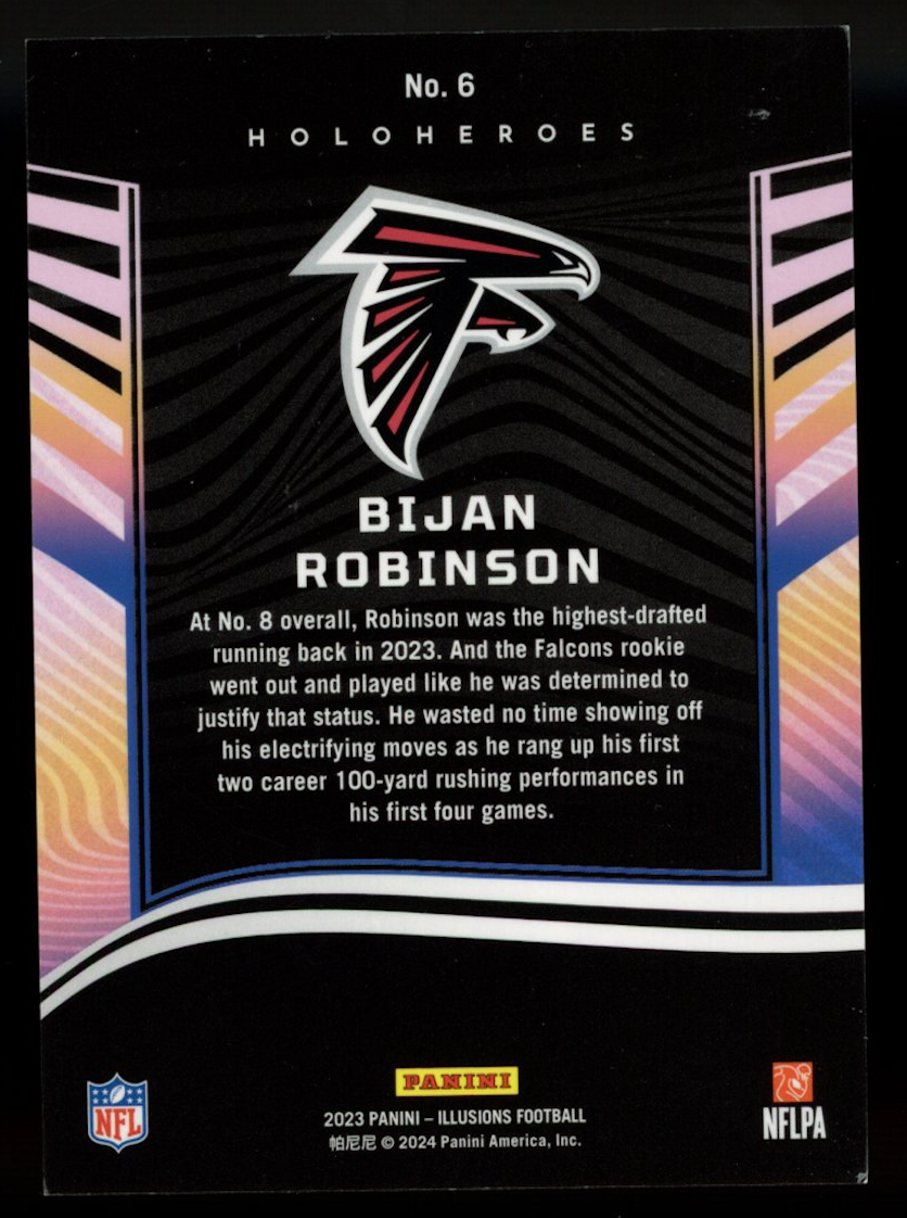 BIJAN ROBINSON 2023 Panini Illusions HoloHeroes Rookie Case Hit SSP #6 Falcons