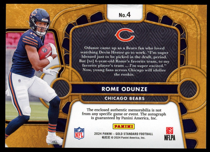 ROME ODUNZE 2024 Panini Gold Standard Rookie Dual Patch Auto /149 #4 Bears