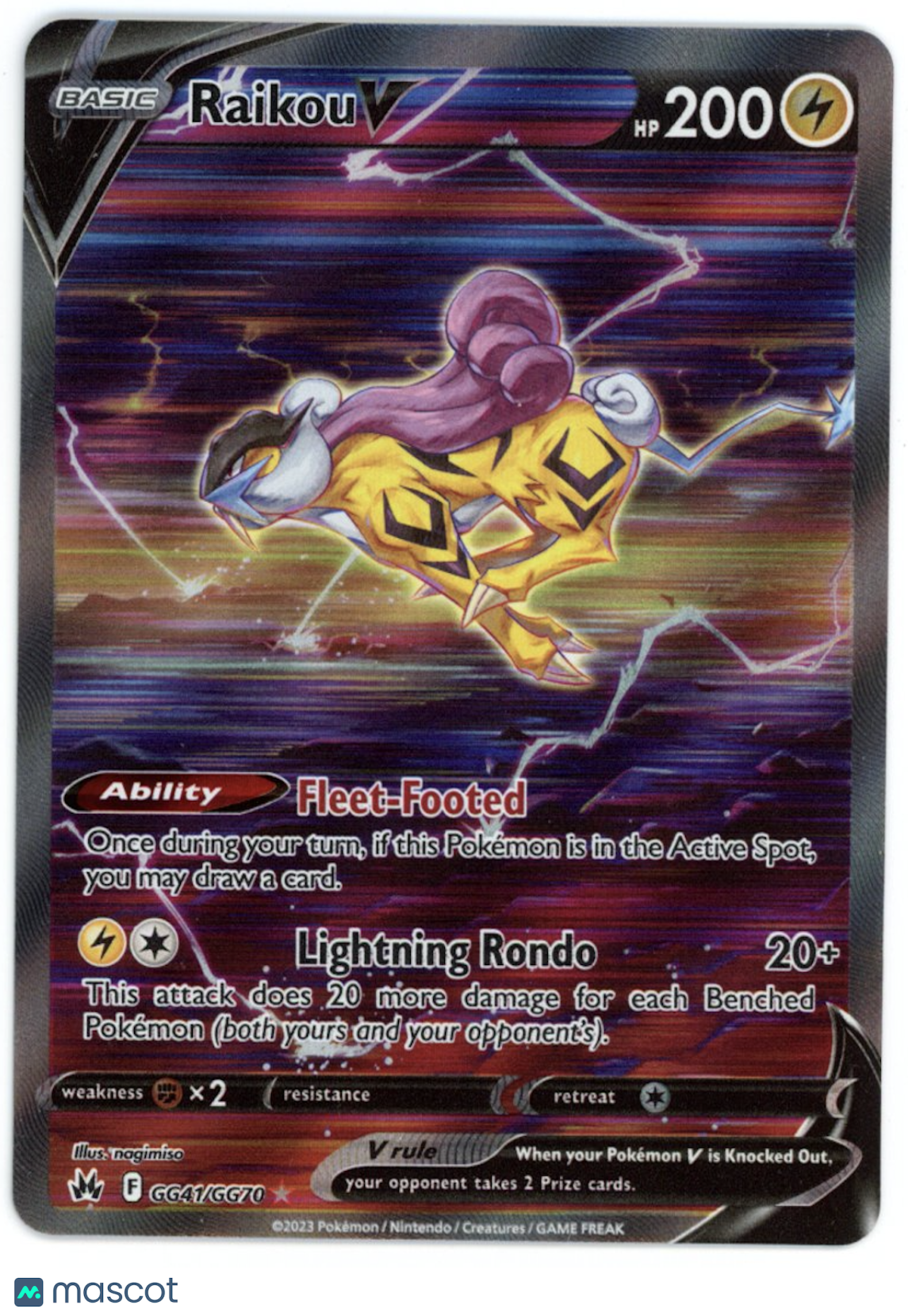 RAIKOU V 2023 Pokemon Crown Zenith Galarian Gallery Ultra Rare #GG41/GG70