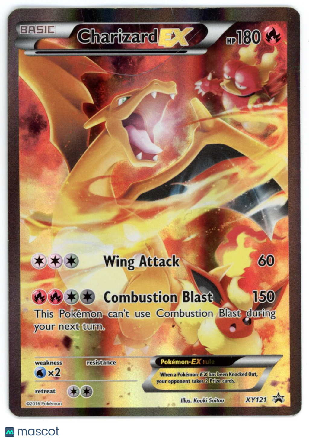 CHARIZARD EX 2016 Pokemon XY Black Star Promo Full Art Holo #XY121 Damaged