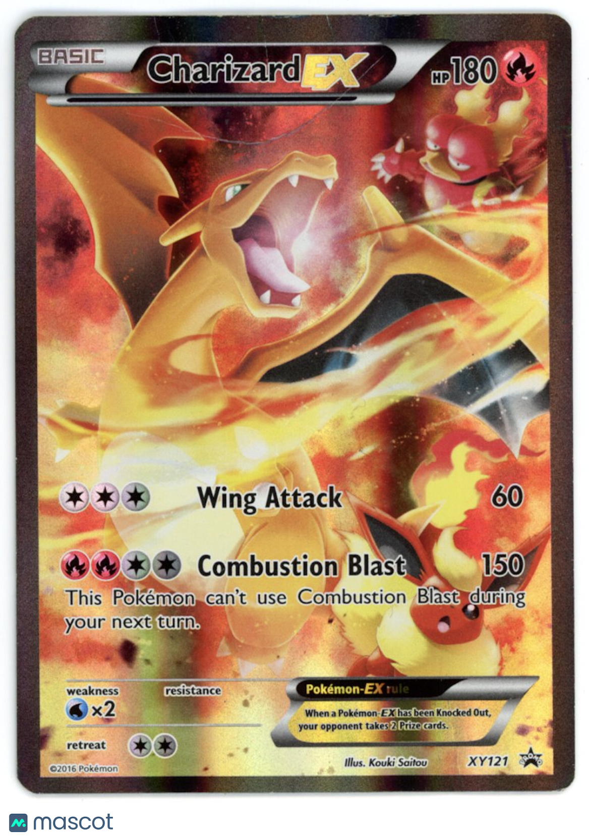 CHARIZARD EX 2016 Pokemon XY Black Star Promo Full Art Holo #XY121 Damaged