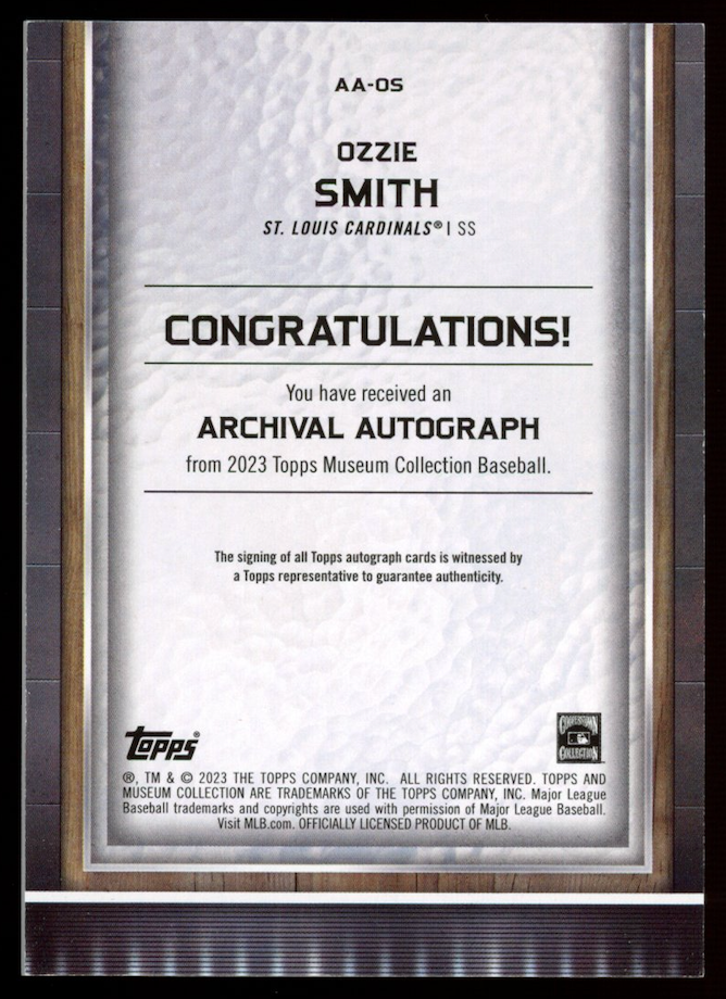 OZZIE SMITH 2023 Topps Museum Collection Archival Auto /99 #AA-OS Cardinals