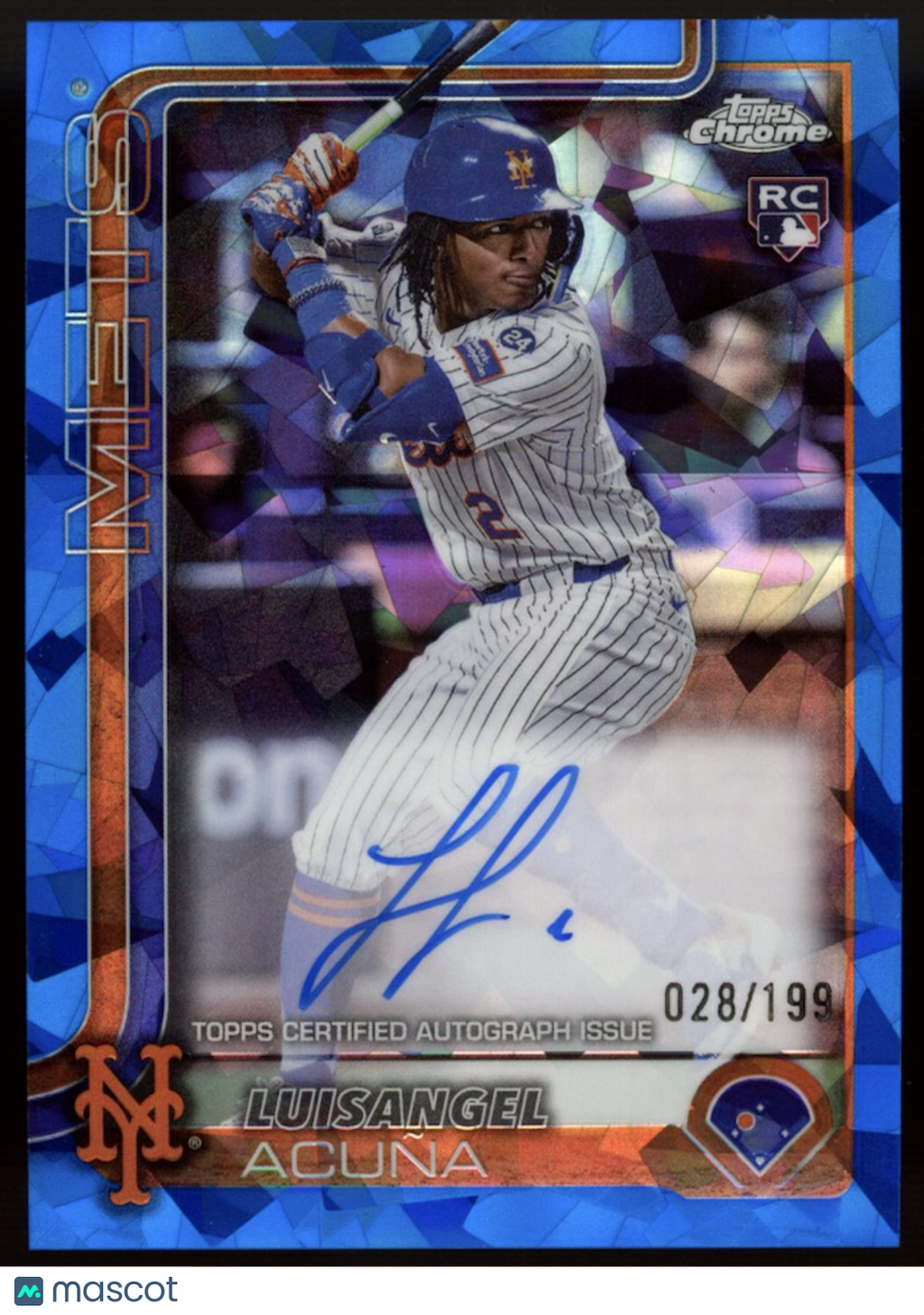 LUISANGEL ACUNA 2025 Topps Chrome Sapphire Rookie Auto /199 #RA-LA Mets