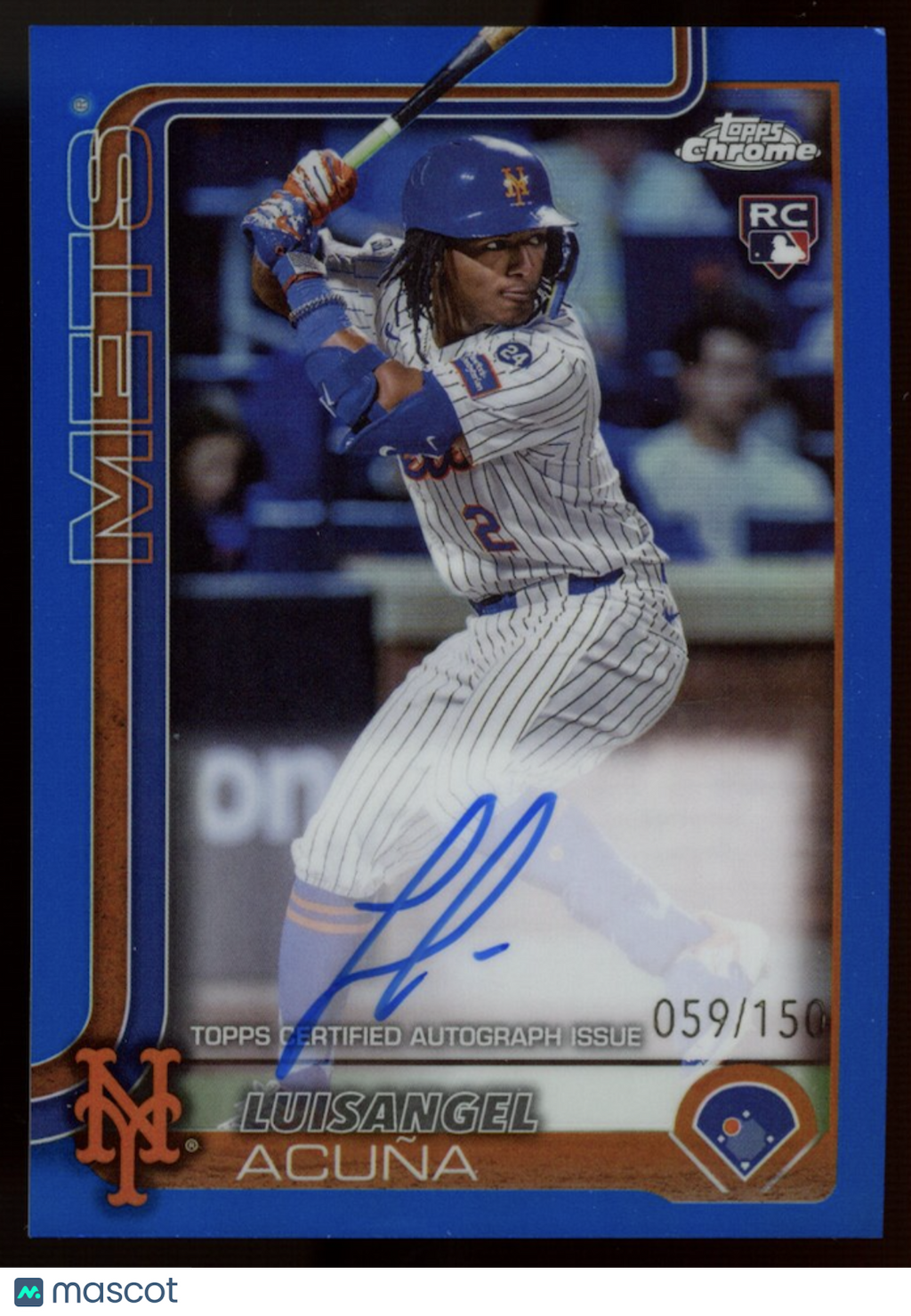 LUISANGEL ACUNA 2025 Topps Chrome Rookie Auto Blue Refractor /150 #RA-LA Mets