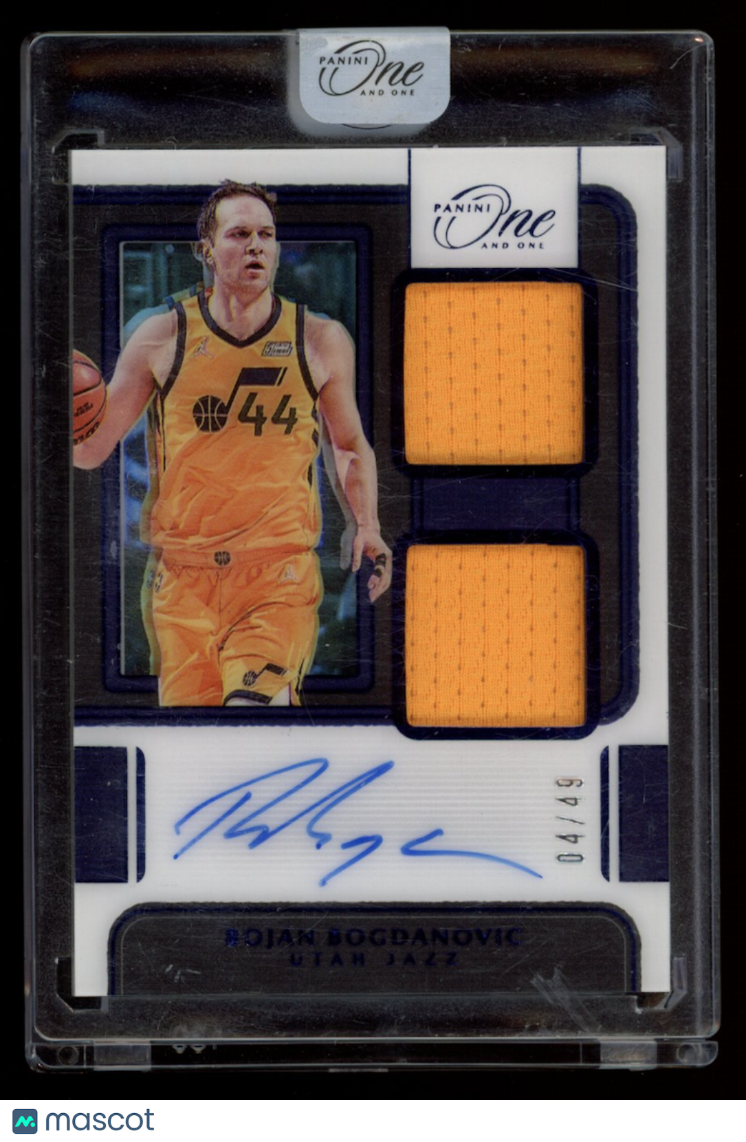 BOJAN BOGDANOVIC 2021-22 Panini One and One Dual Patch Auto Blue /49 Jazz