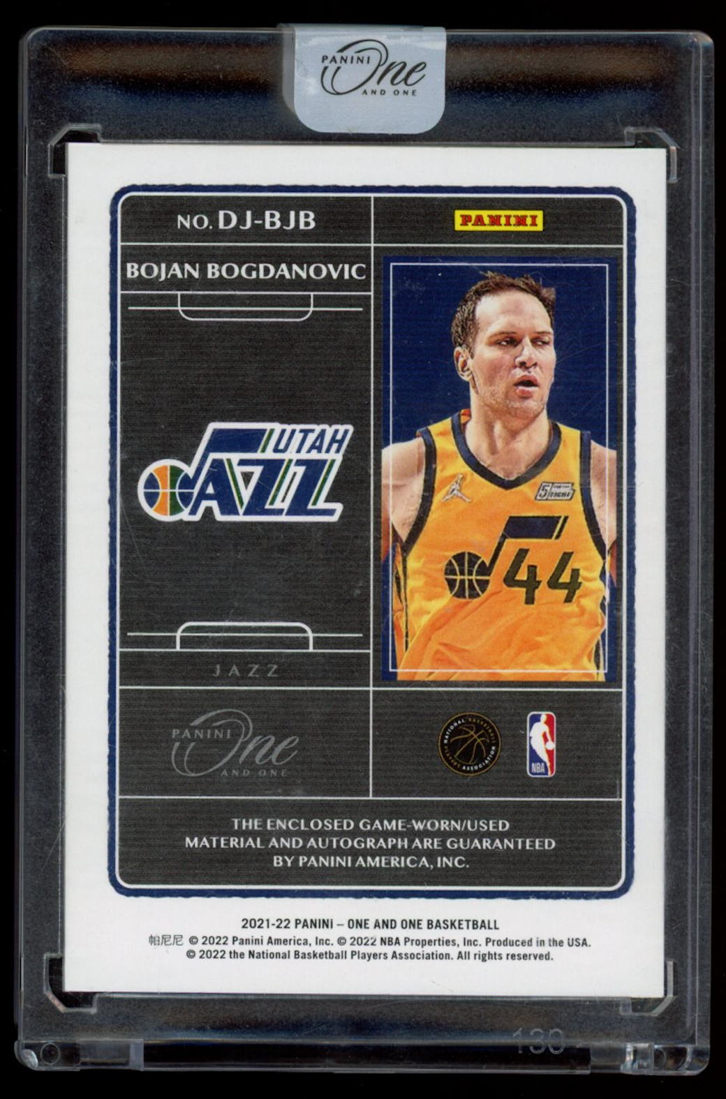 BOJAN BOGDANOVIC 2021-22 Panini One and One Dual Patch Auto Blue /49 Jazz