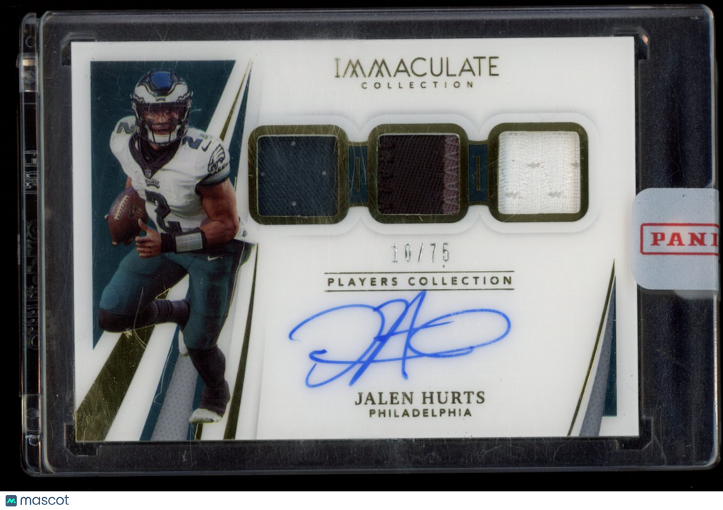 JALEN HURTS 2021 Panini Immaculate Player's Collection Patch Auto /75 Eagles
