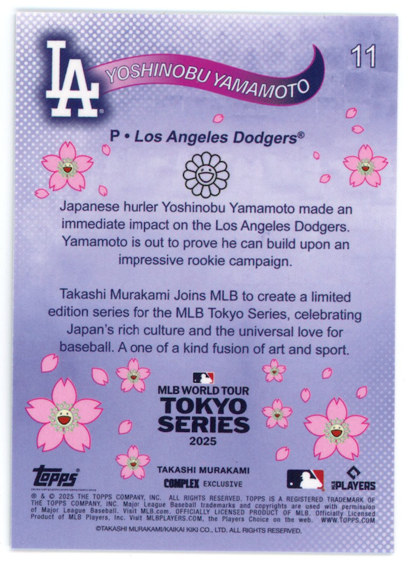 YOSHINOBU YAMAMOTO 2025 Topps MLB Murakami Tokyo Series World Tour #11 Dodgers
