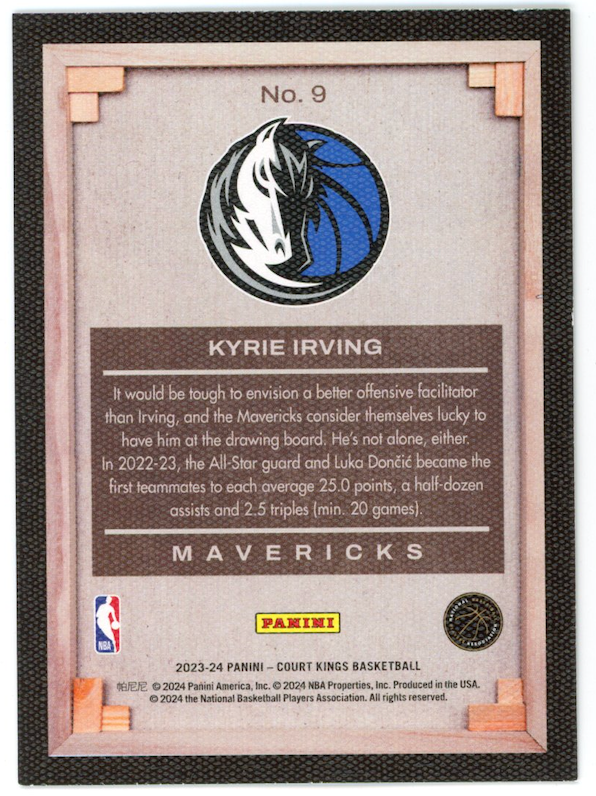 KYRIE IRVING 2023-24 Panini Court Kings Blank Slate Case Hit SSP #9 Mavericks