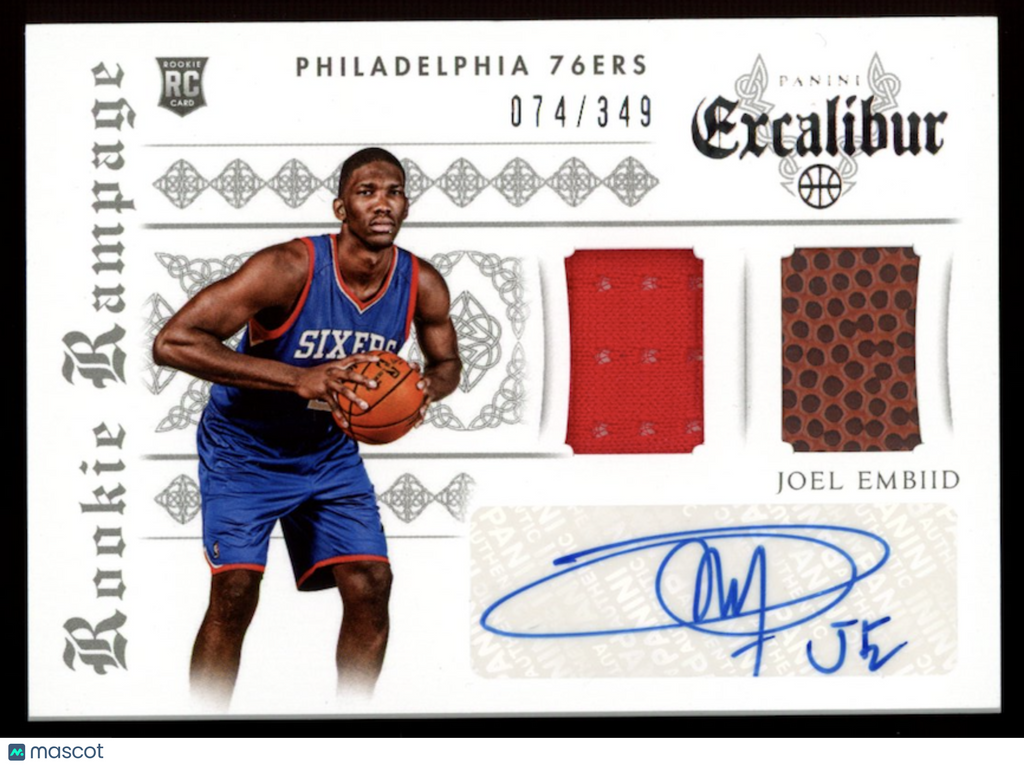 JOEL EMBIID 2014-15 Panini Excalibur Rookie Rampage Patch Auto /349 #7 76ers