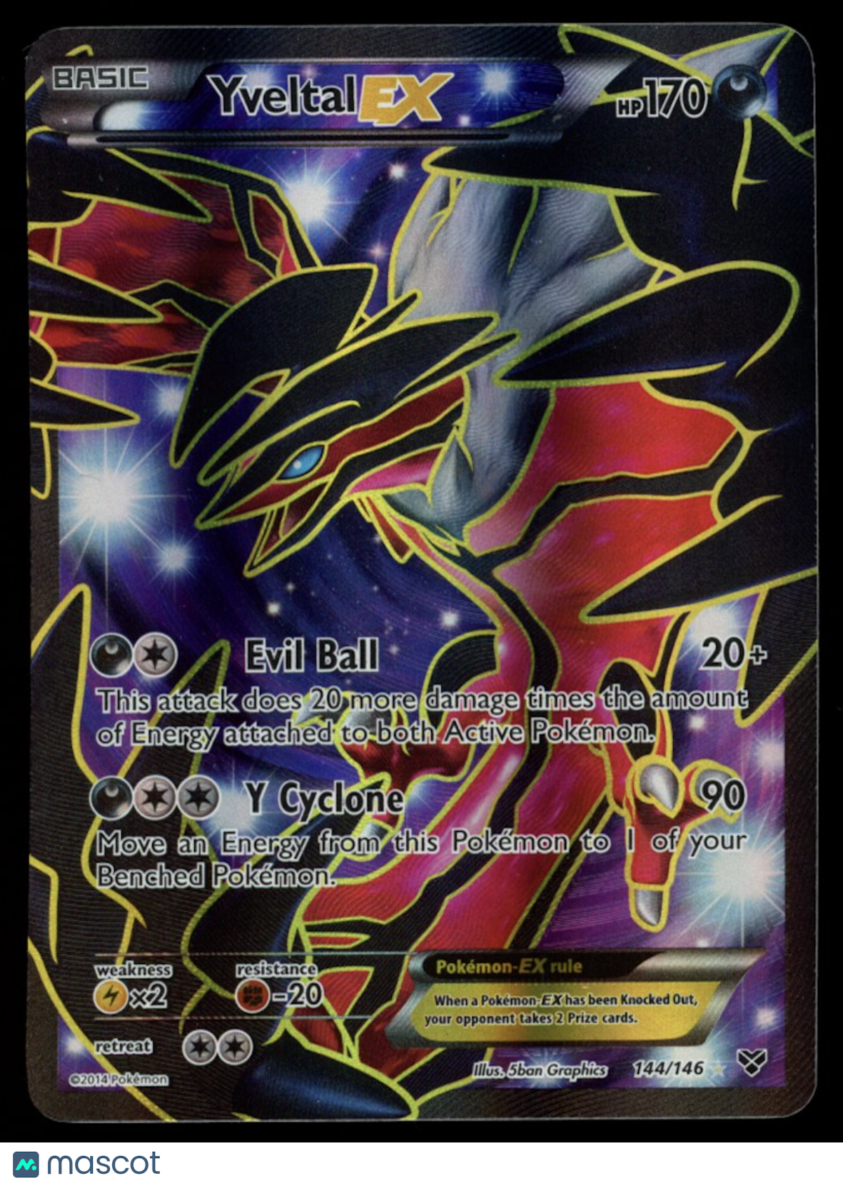 YVELTAL EX XY Base Set Pokemon Ultra Rare Full Art #144/146