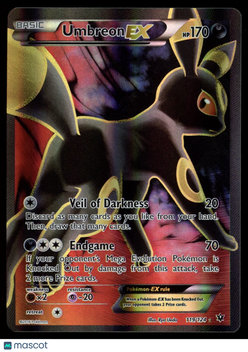 UMBREON EX 2016 Pokemon XY Fates Collide Ultra Rare Full Art #119/124