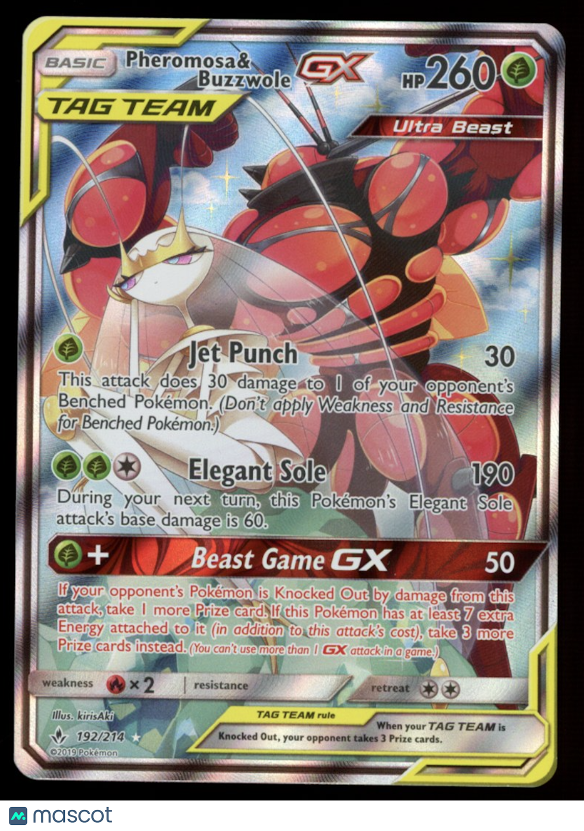 PHEROMOSA & BUZZWOLE GX Pokemon Unbroken Bonds Ultra Rare TAG TEAM #192/214