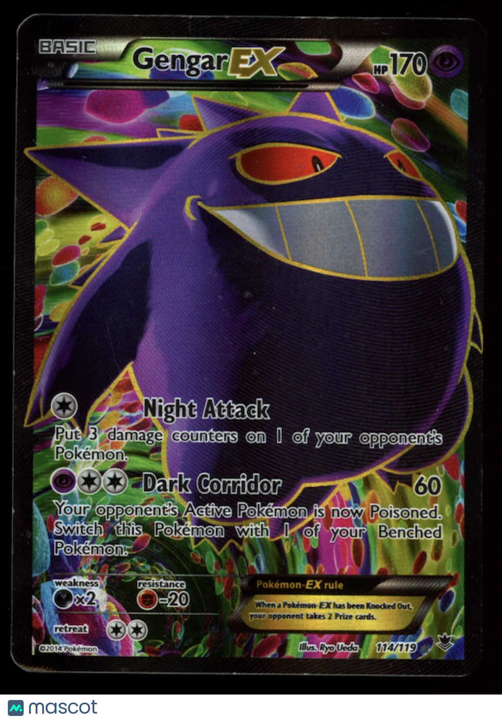 GENGAR EX 2014 Pokemon XY Phantom Forces Ultra Rare Full Art #114/119