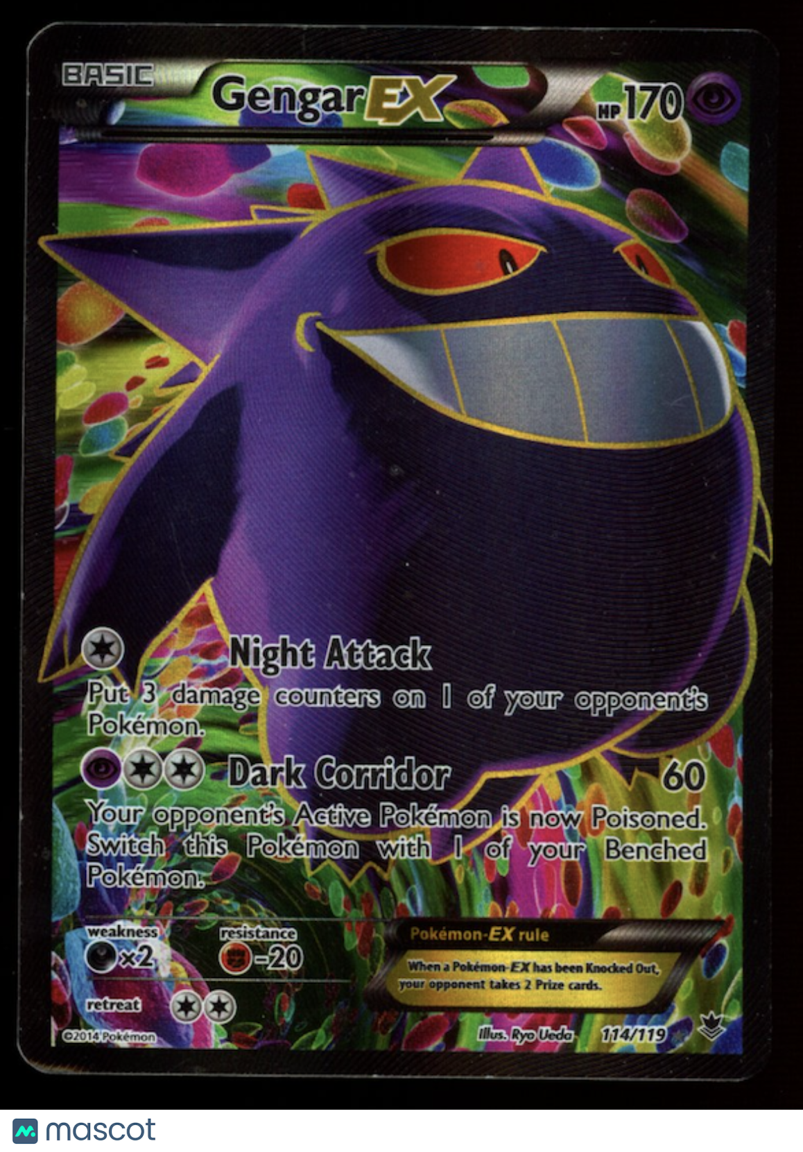 GENGAR EX 2014 Pokemon XY Phantom Forces Ultra Rare Full Art #114/119
