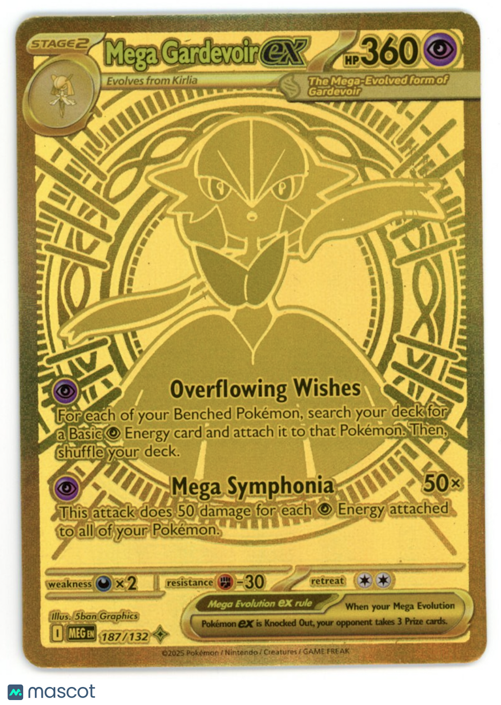 MEGA GARDEVOIR EX 2025 Pokemon Mega Evolution Mega Hyper Rare #187/132