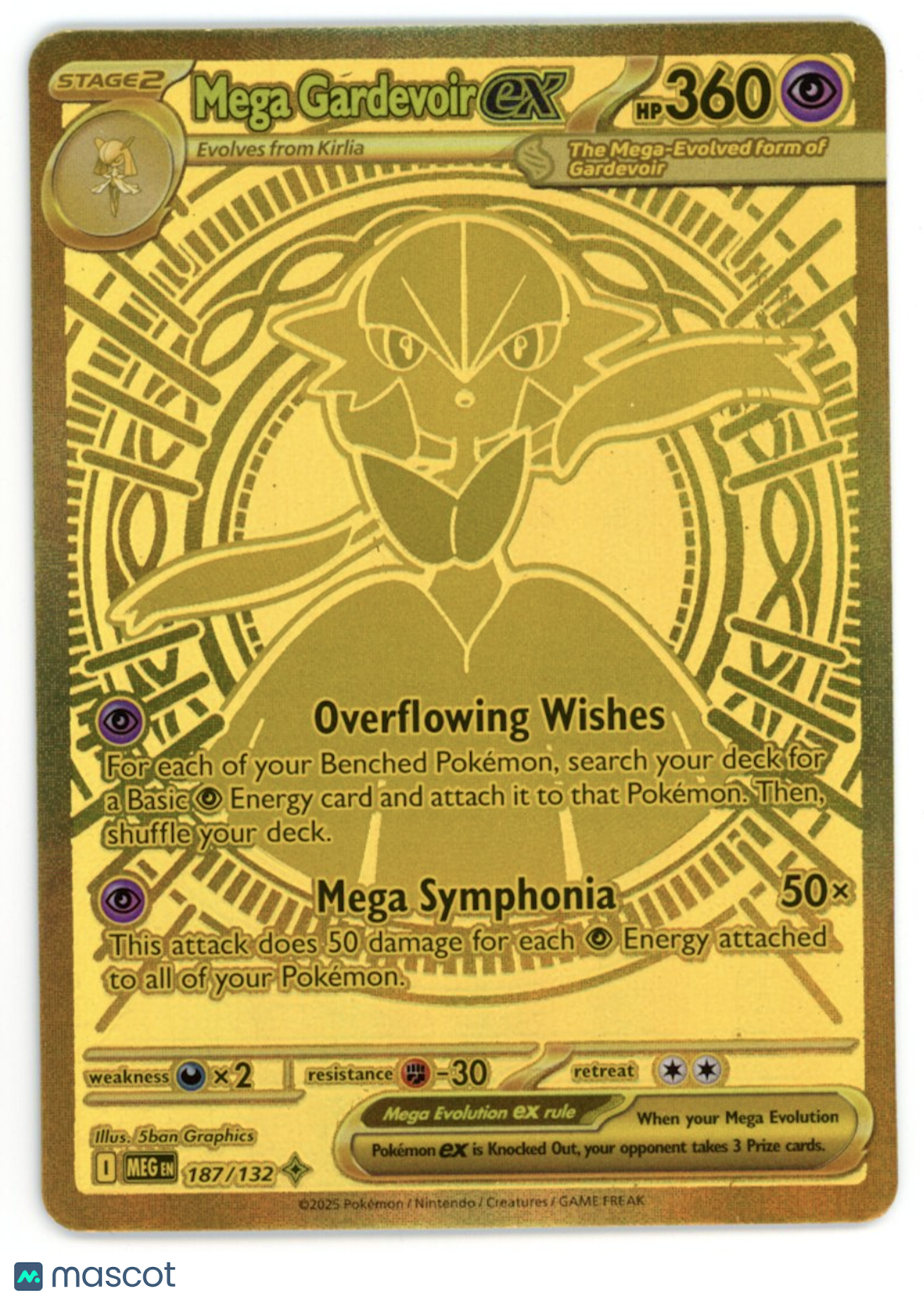 MEGA GARDEVOIR EX 2025 Pokemon Mega Evolution Mega Hyper Rare #187/132