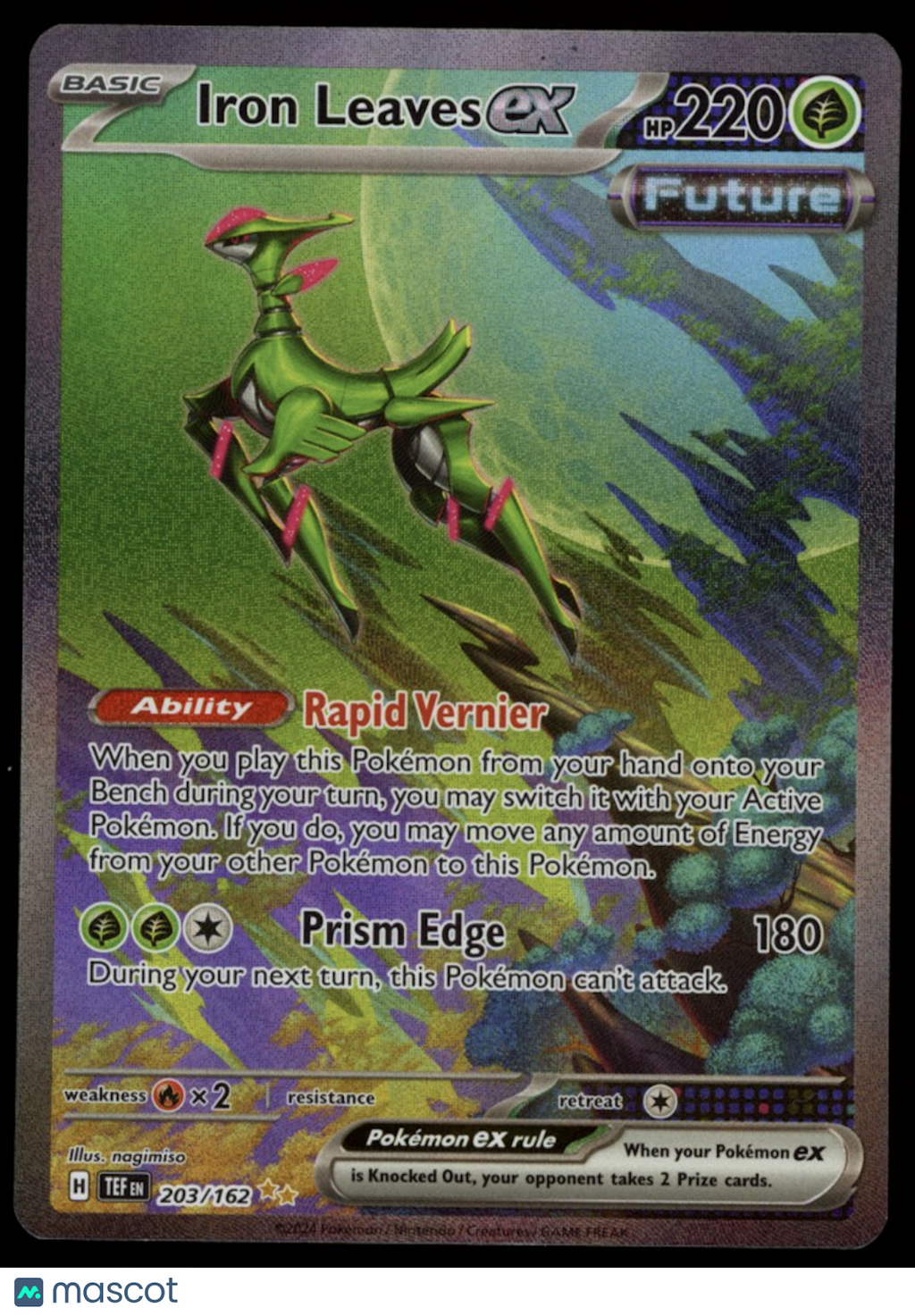 IRON LEAVES EX 2024 Pokemon SV Temporal Forces Special Illustration Rare 203/162