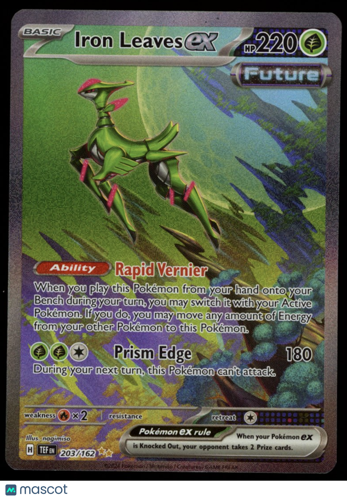 IRON LEAVES EX 2024 Pokemon SV Temporal Forces Special Illustration Rare 203/162