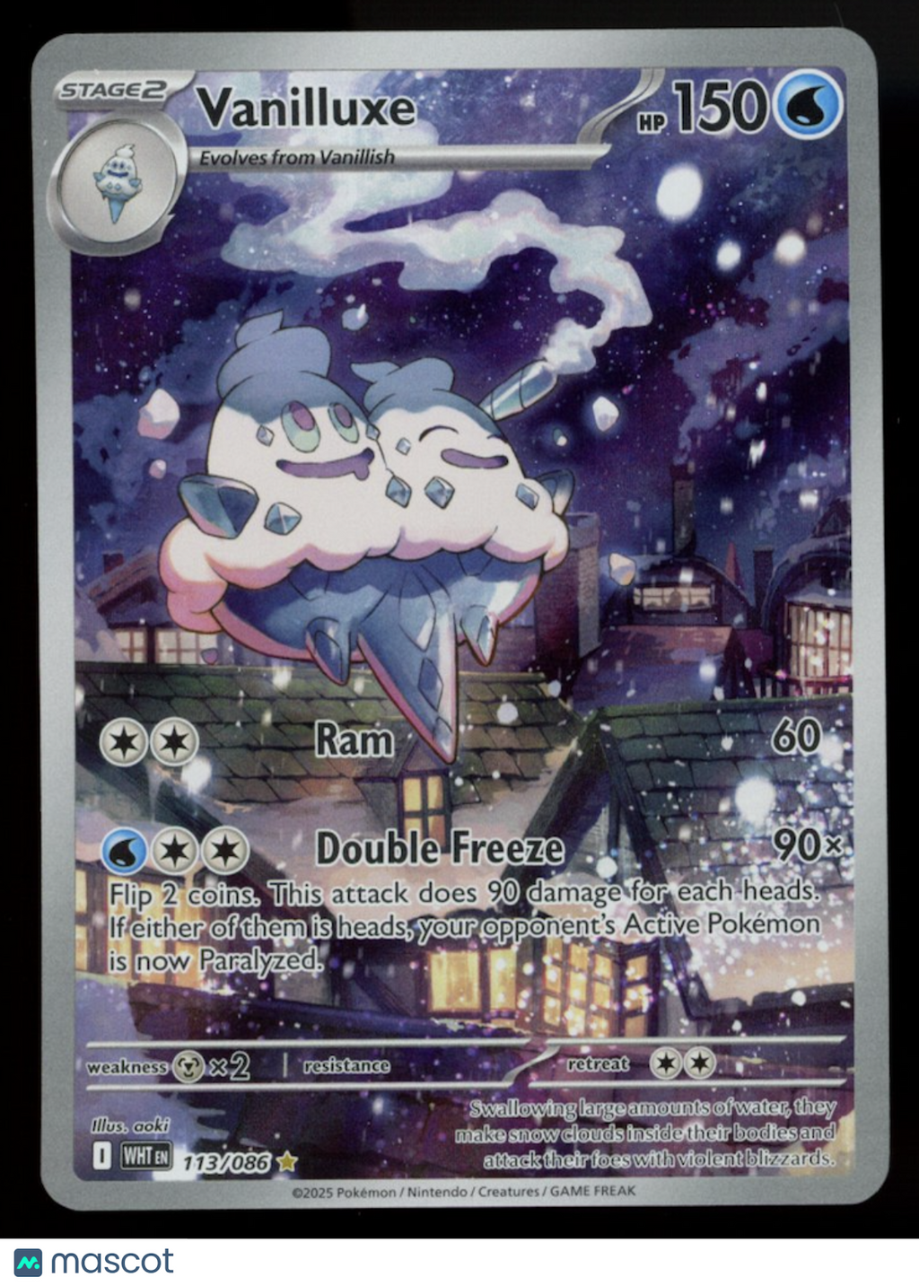 VANILLUXE 2025 Pokemon Scarlet & Violet White Flare Illustration Rare #113/86